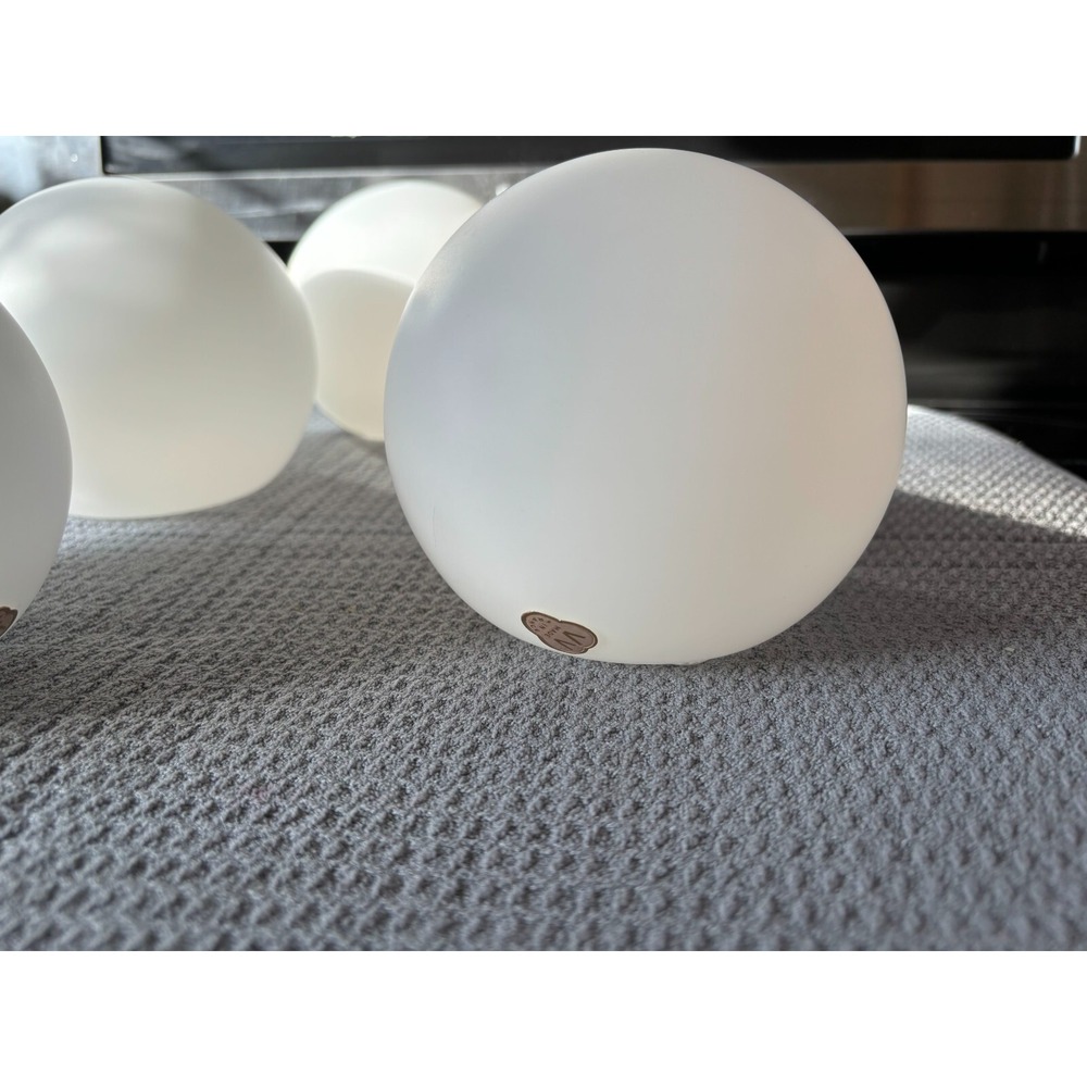 V V Made In France Vintage White Frosted Glass Sphere Globe Lamp Shades Set of 4 - Picture 5 of 5